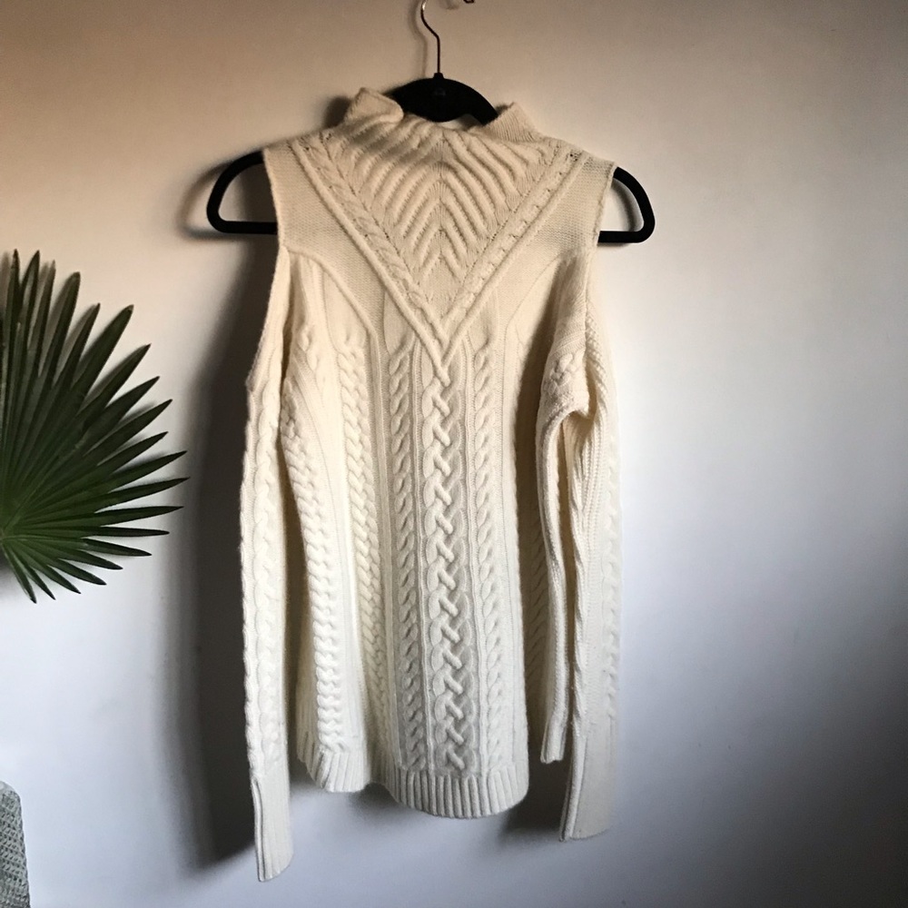 Aqua Cashmere Cold Shoulder Sweater